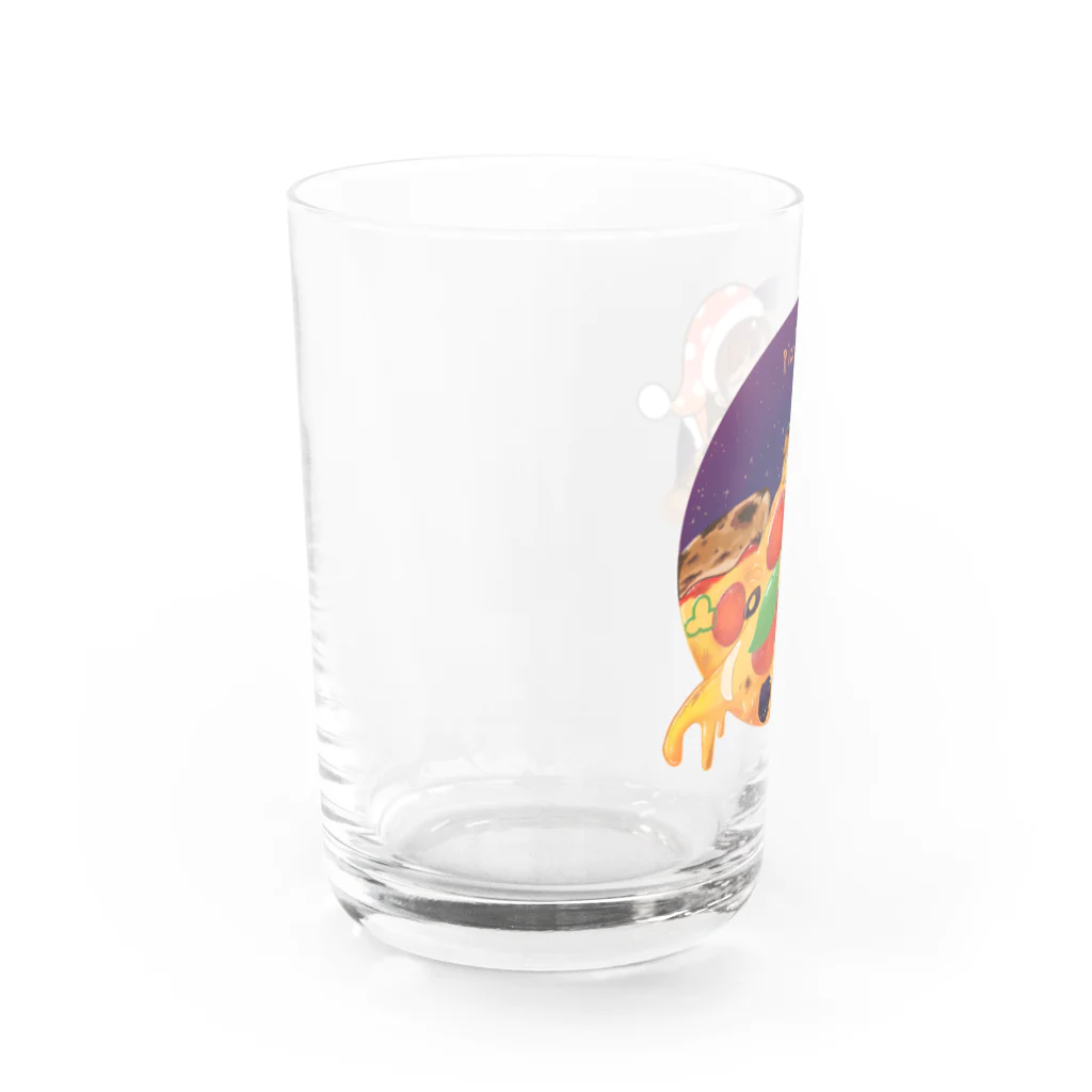 ランダの寝る ピザ 極楽 Water Glass :left