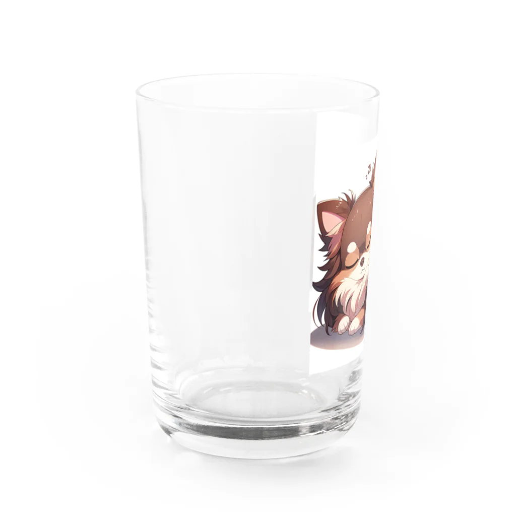 AutoArtistryのかわいいロングコートチワワ　アニメ風グッズ（おやすみバージョン） Water Glass :left