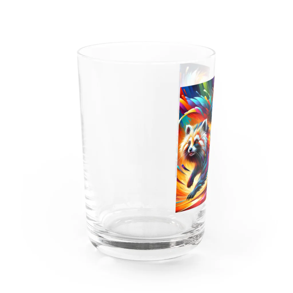 Friendly Faunaの躍動するたぬき Water Glass :left