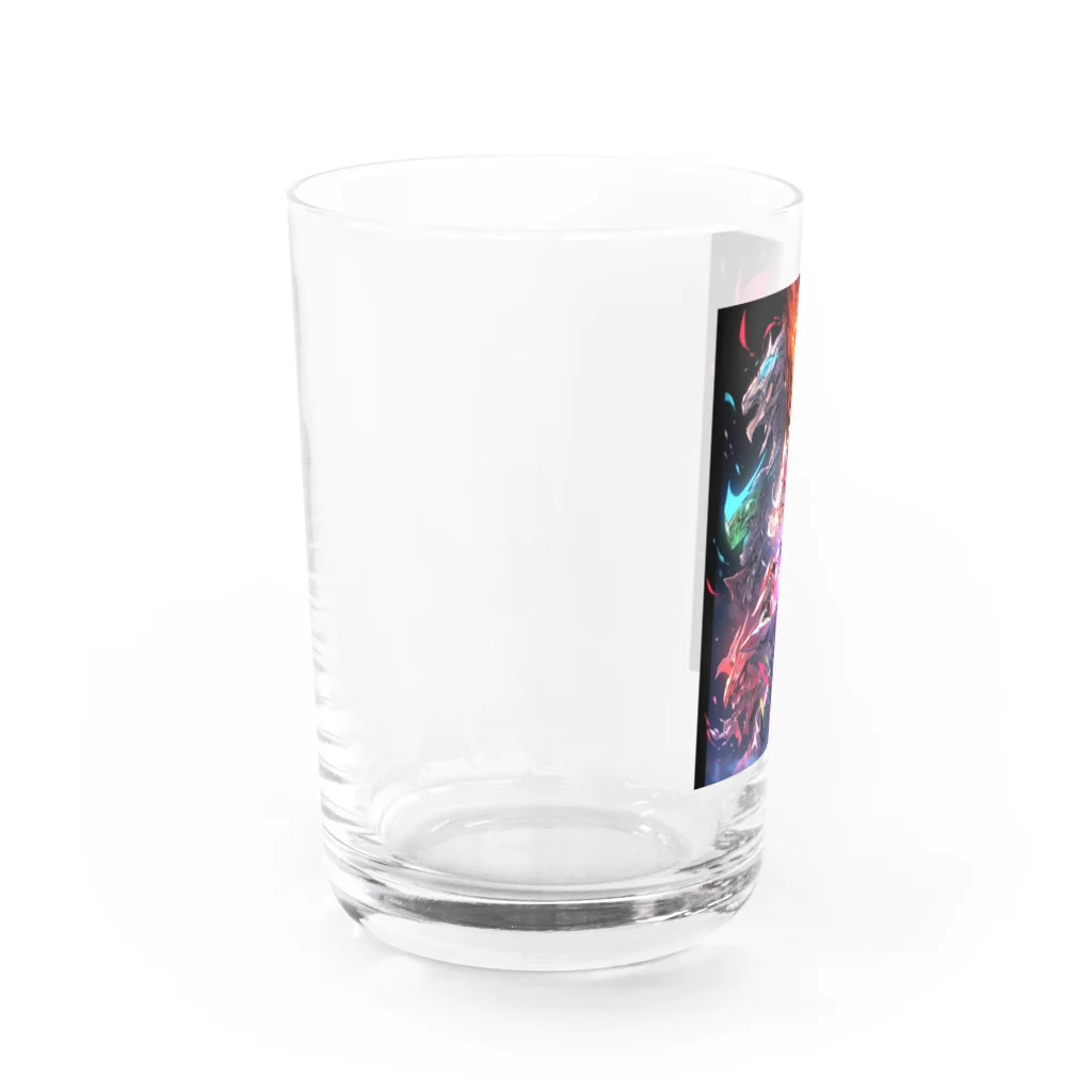 シロクマペンギンのドラゴンファイターガールwith竜の変身ヒーロー Water Glass :left