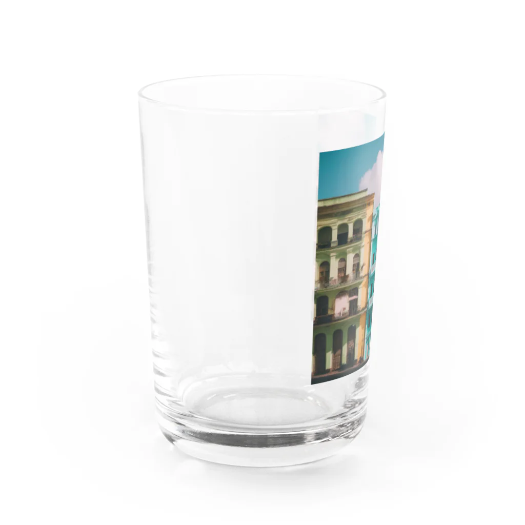 awawoのイタリアのカラフルな街並み Water Glass :left