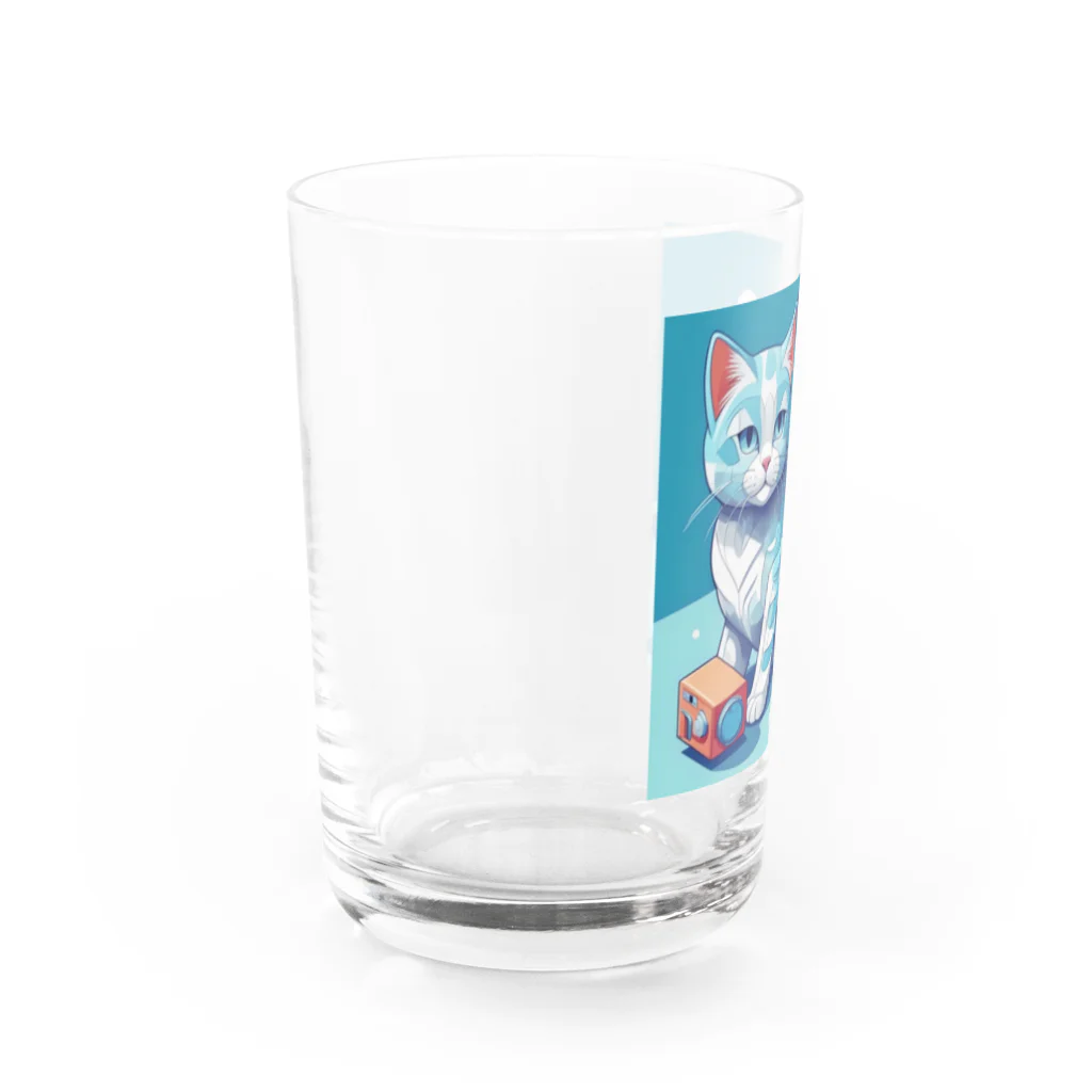 raft.weavingの狩猫ブルー Water Glass :left