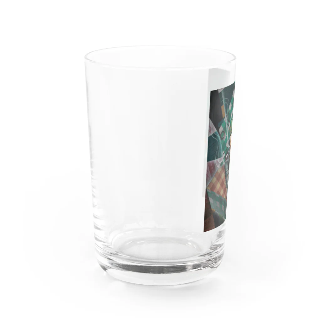 世界美術商店の縞模様のテーブルクロスのある静物画 / Still Life with Checked Tablecloth Water Glass :left