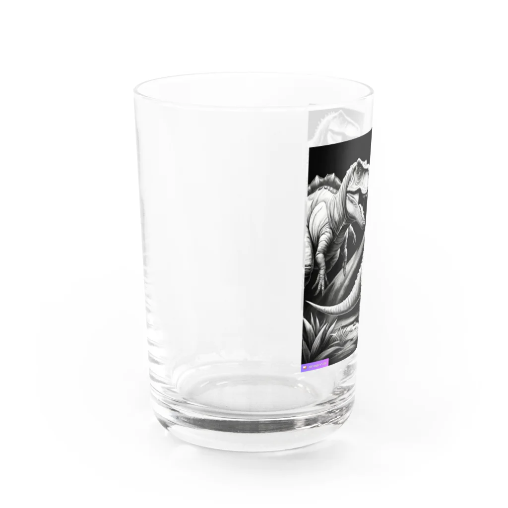 だまショップ@子ども向けのモノクロ恐竜くん3号 Water Glass :left