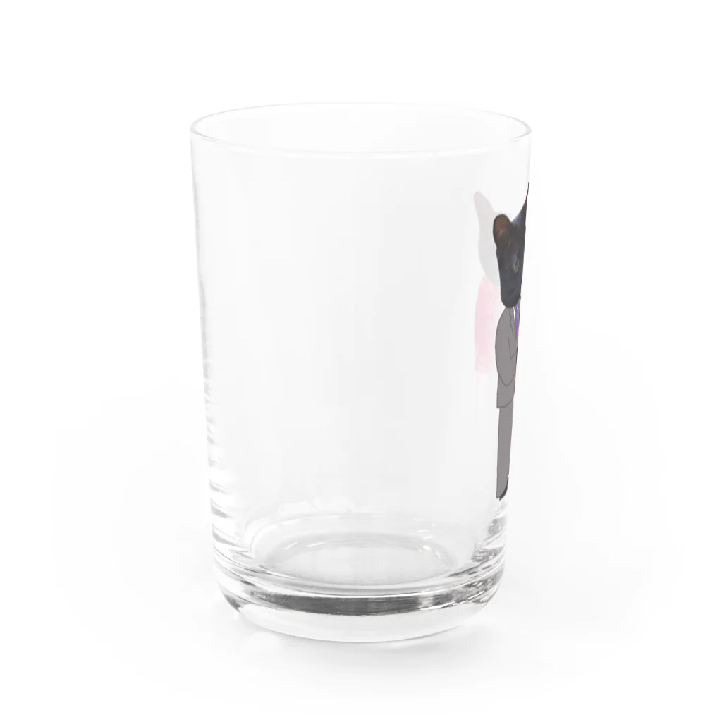 Parallel_merchの黒猫の親子 Water Glass :left