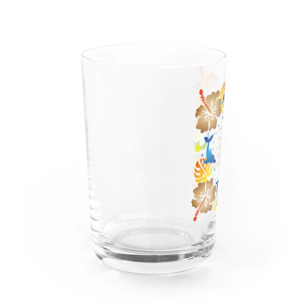 動物のいるデザインのイルカ-001-brown Water Glass :left