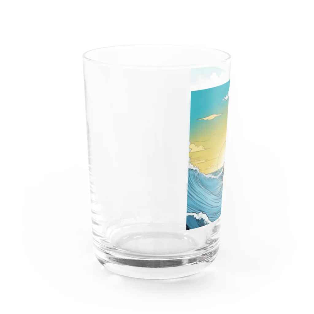 どうぶつやのハワイ　サーフィン Water Glass :left