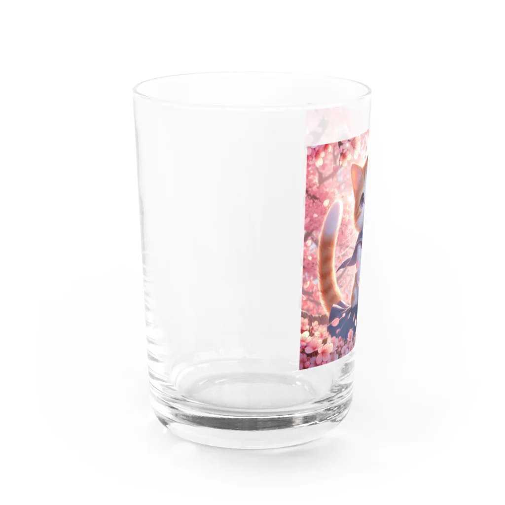 ParadigmStar　パラダイムスターの桜咲く華の学生猫 hana Water Glass :left