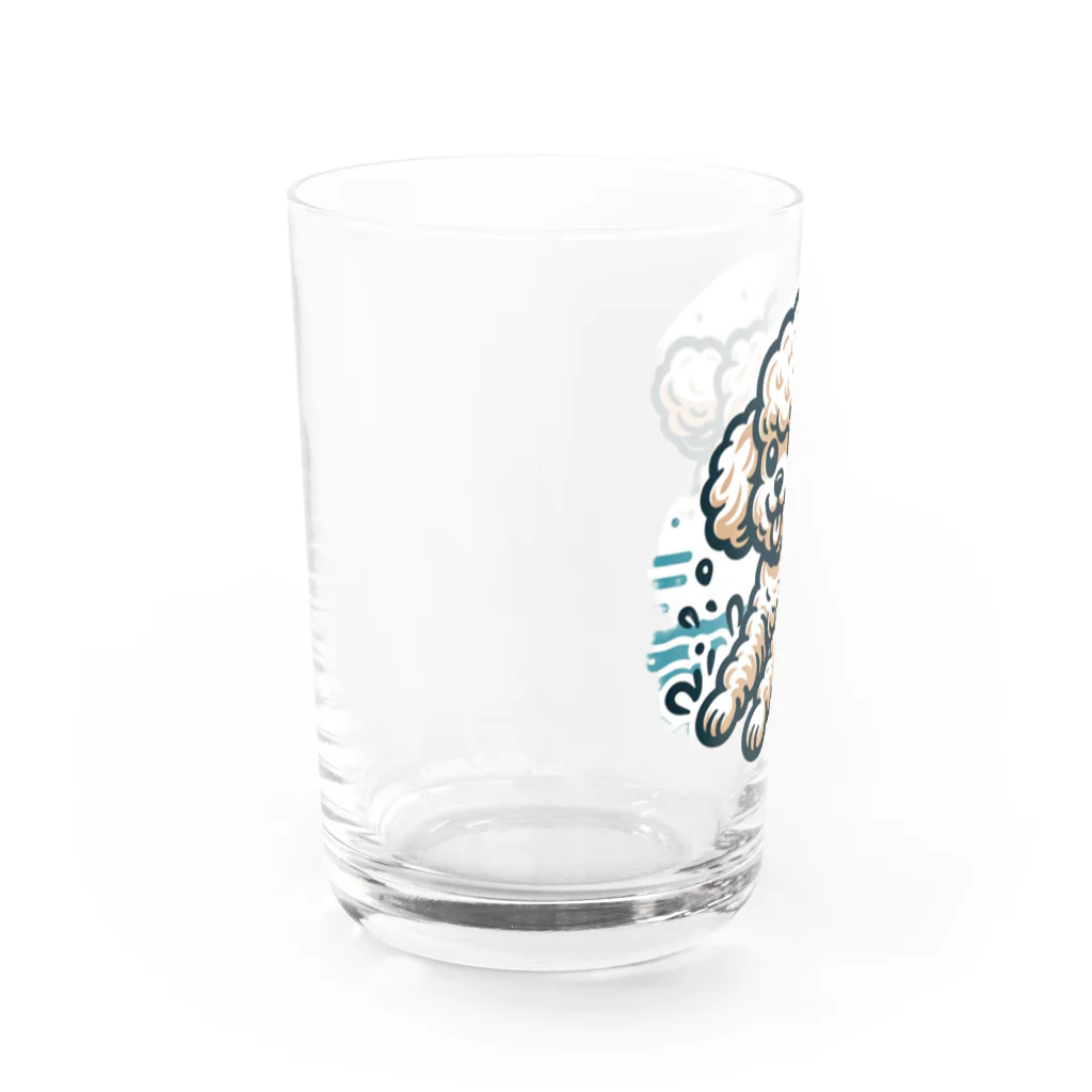 Tokyo_Doodleのもふもふアプリコット　トイプードル　みずあそび Water Glass :left