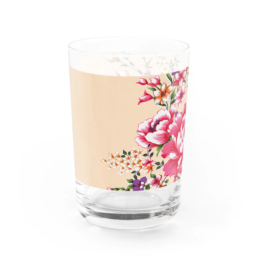 Love taiwanの台湾の伝統的な花柄 (牡丹ピンク) / グラス グラス左面