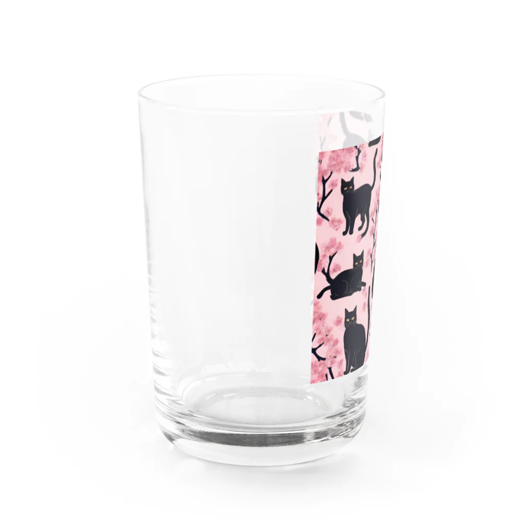 春夏秋冬。の黒猫と桜 Water Glass :left