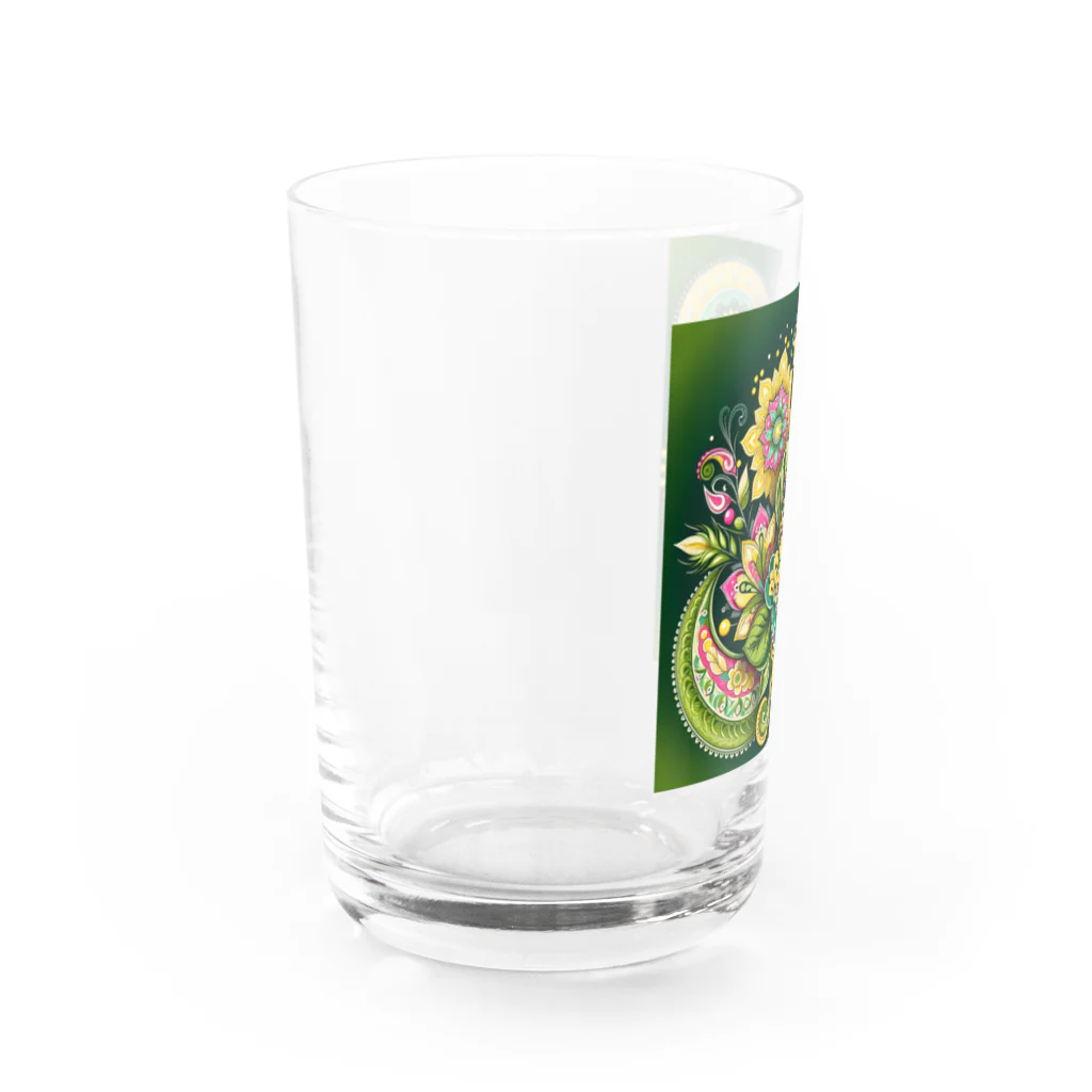 saqui.comのグリーンカラーのインド柄 Water Glass :left