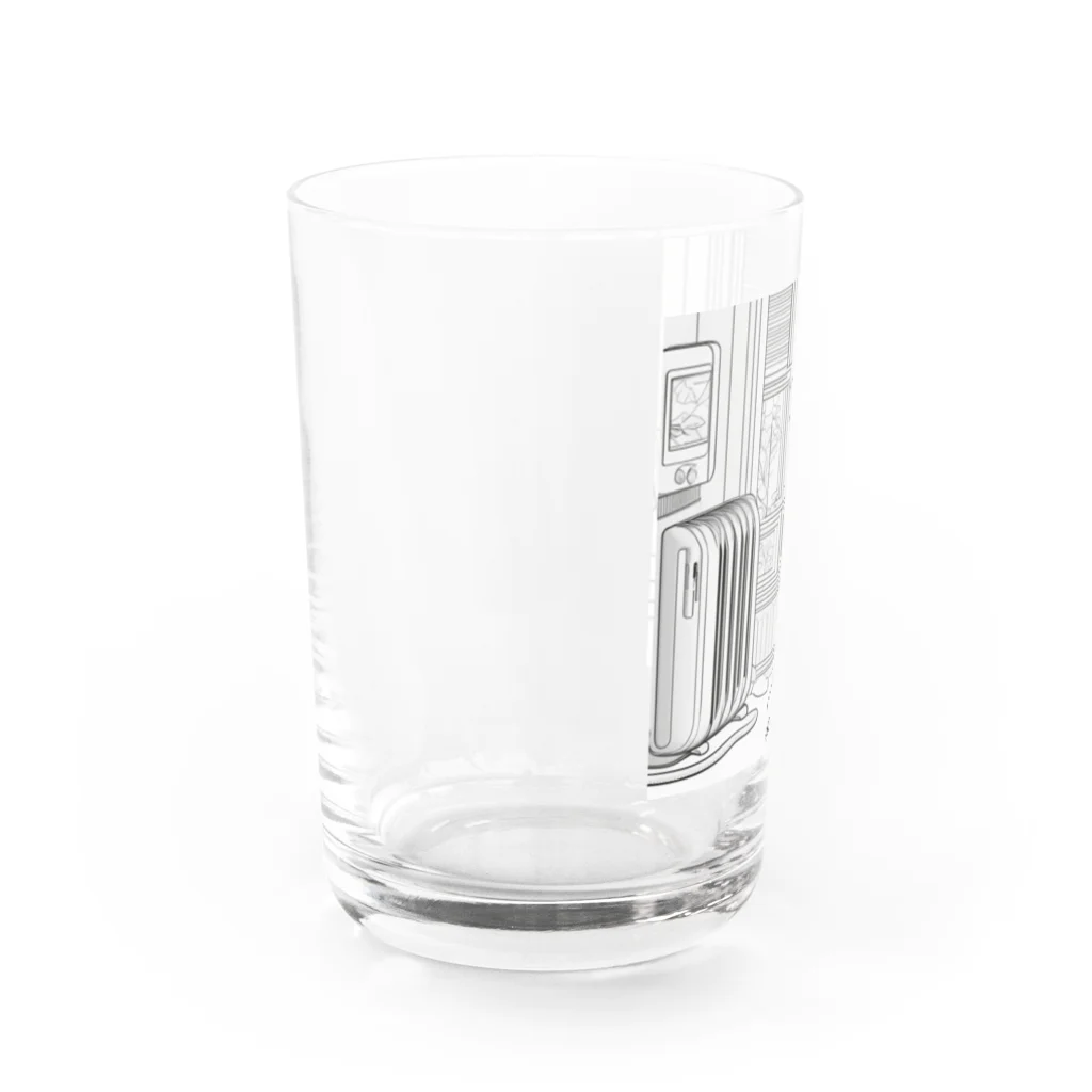 Sunbathingの暖房の前でまったりと寝そべりながら冬を喜んでいる蛇 Water Glass :left