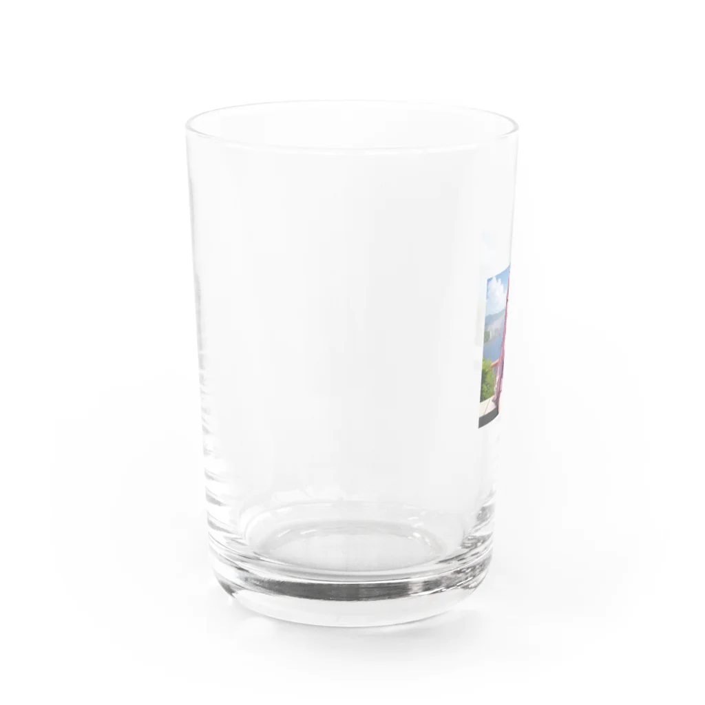 ゆう(AIイラスト)の旅行で記念写真 Water Glass :left