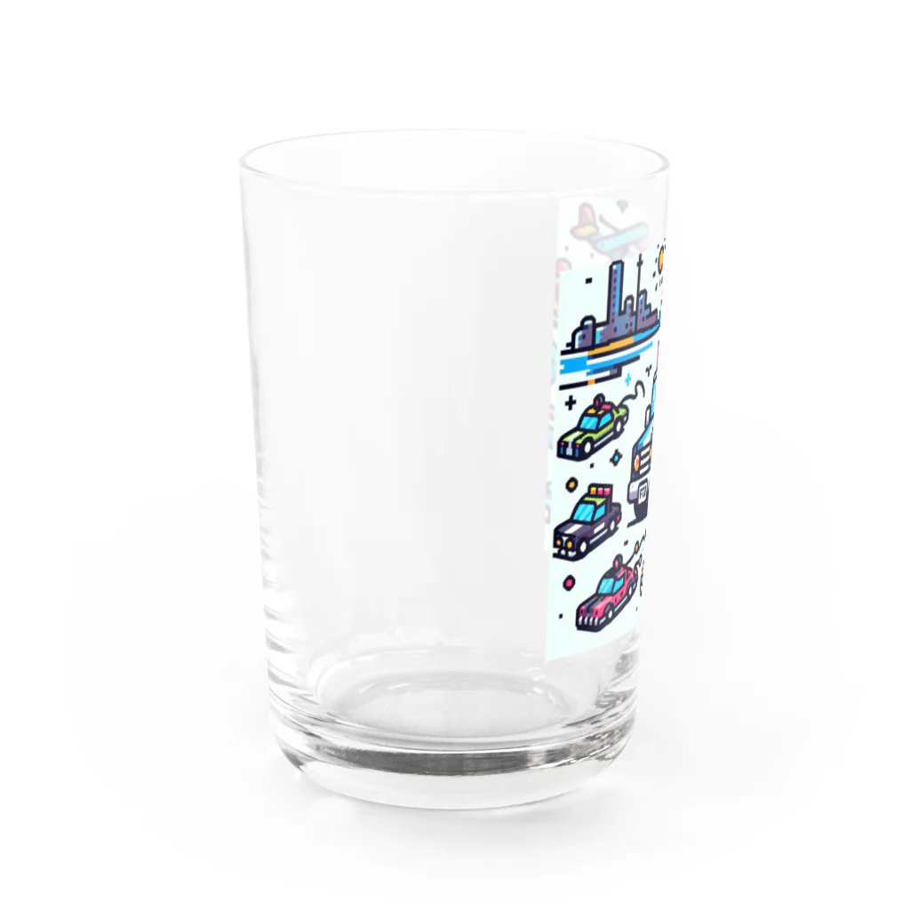 お茶目なドット絵のドッド絵車さん Water Glass :left