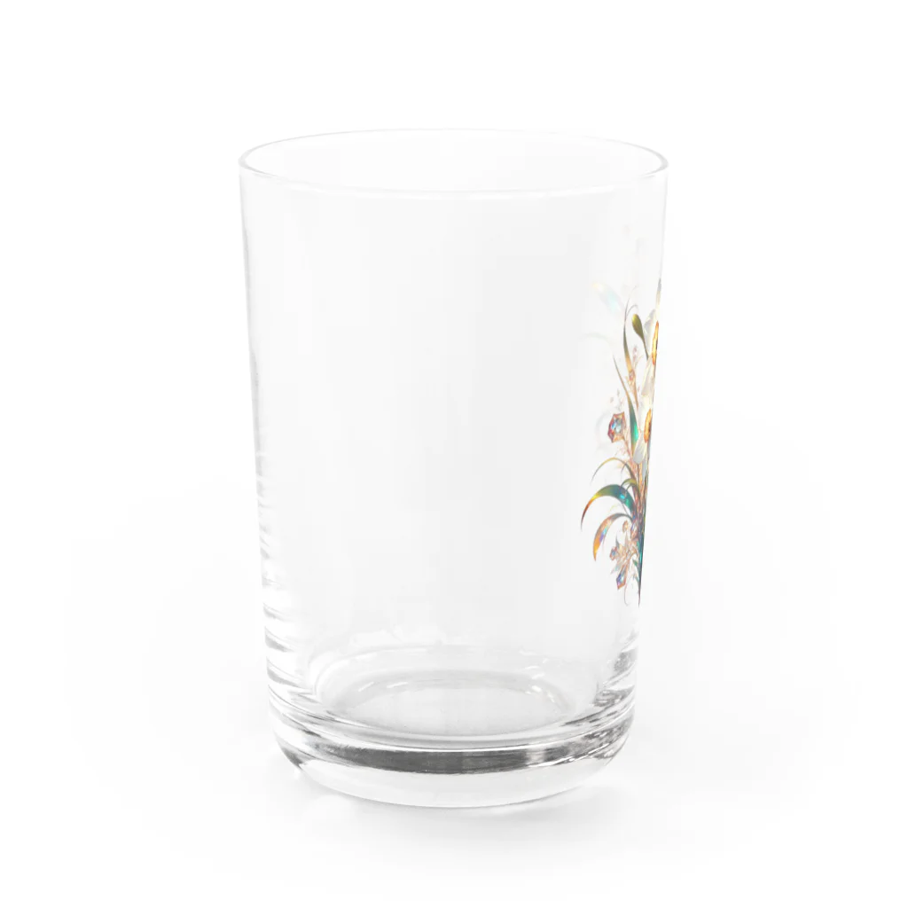 レベルUPの水仙×クリスタル グラス左面