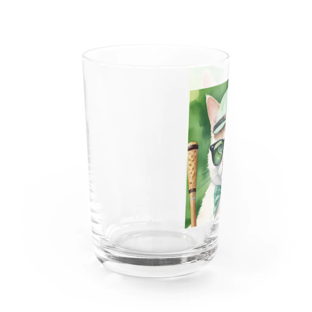 ryusky_333のサングラスをかけた猫がゴルフに集中！ Water Glass :left