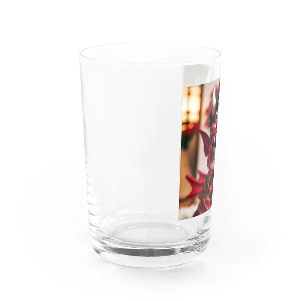 猫かぶりの豆まき猫 Water Glass :left