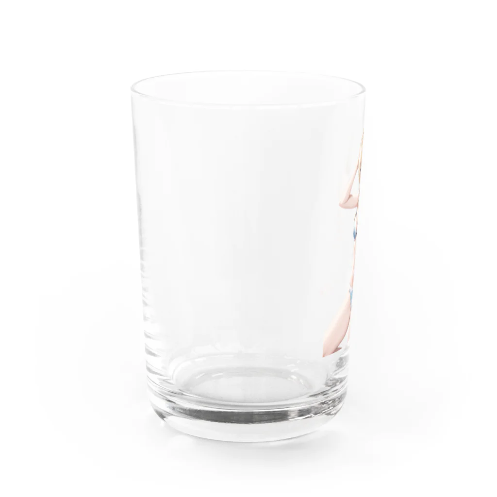 AIオリジナルイラスト　美女男子の金髪の彼女が下着姿で魅了する Water Glass :left