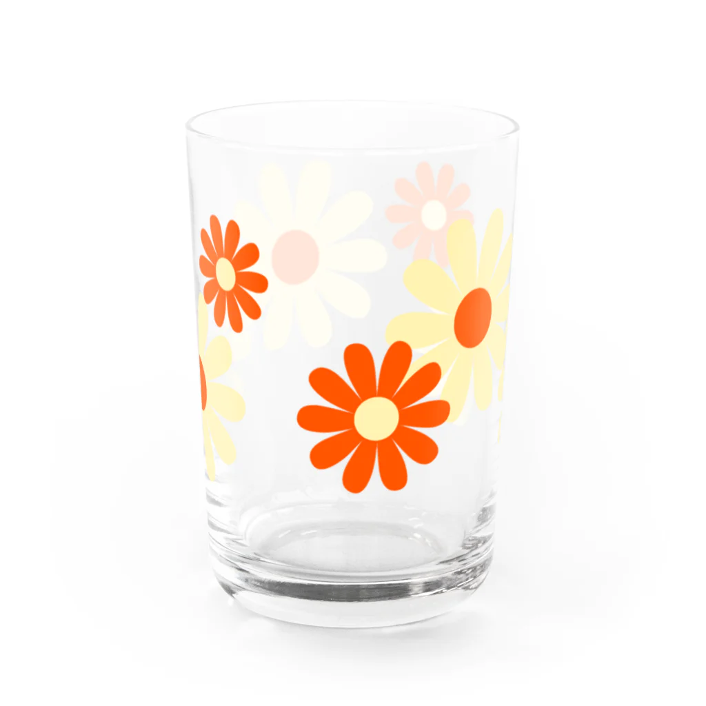 kazeou（風王）のレトロ風花(8枚)黄・オレンジ Water Glass :left