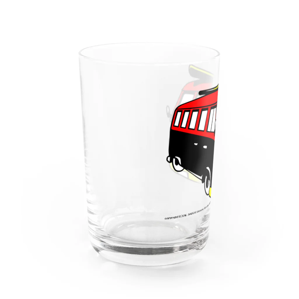 ファンシーTシャツ屋のレッド&ブラックのビーチバス Water Glass :left