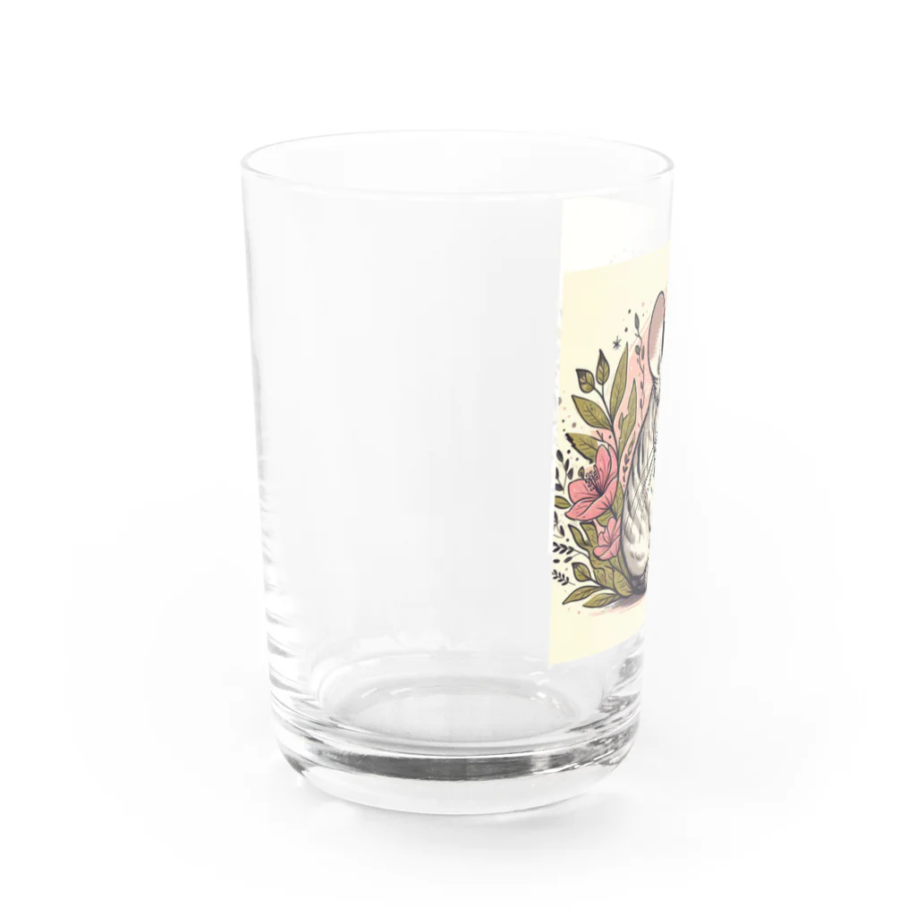 もふっとチンチラ🐭のセピアなチンチラ Water Glass :left