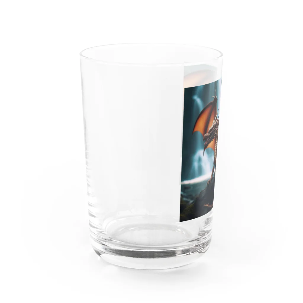 rian14の滝のそばで涼んでいる龍 Water Glass :left