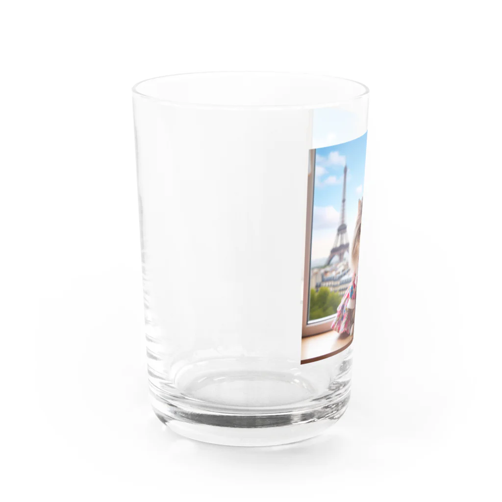 redpanda_pandaのエッフェル塔と猫ちゃん Water Glass :left