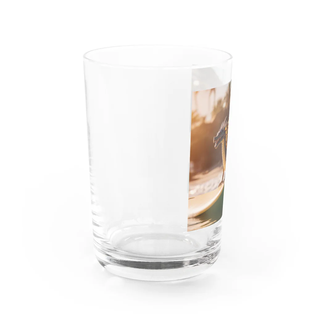 RAKICHIのドラゴンがサーフィンをしています Water Glass :left