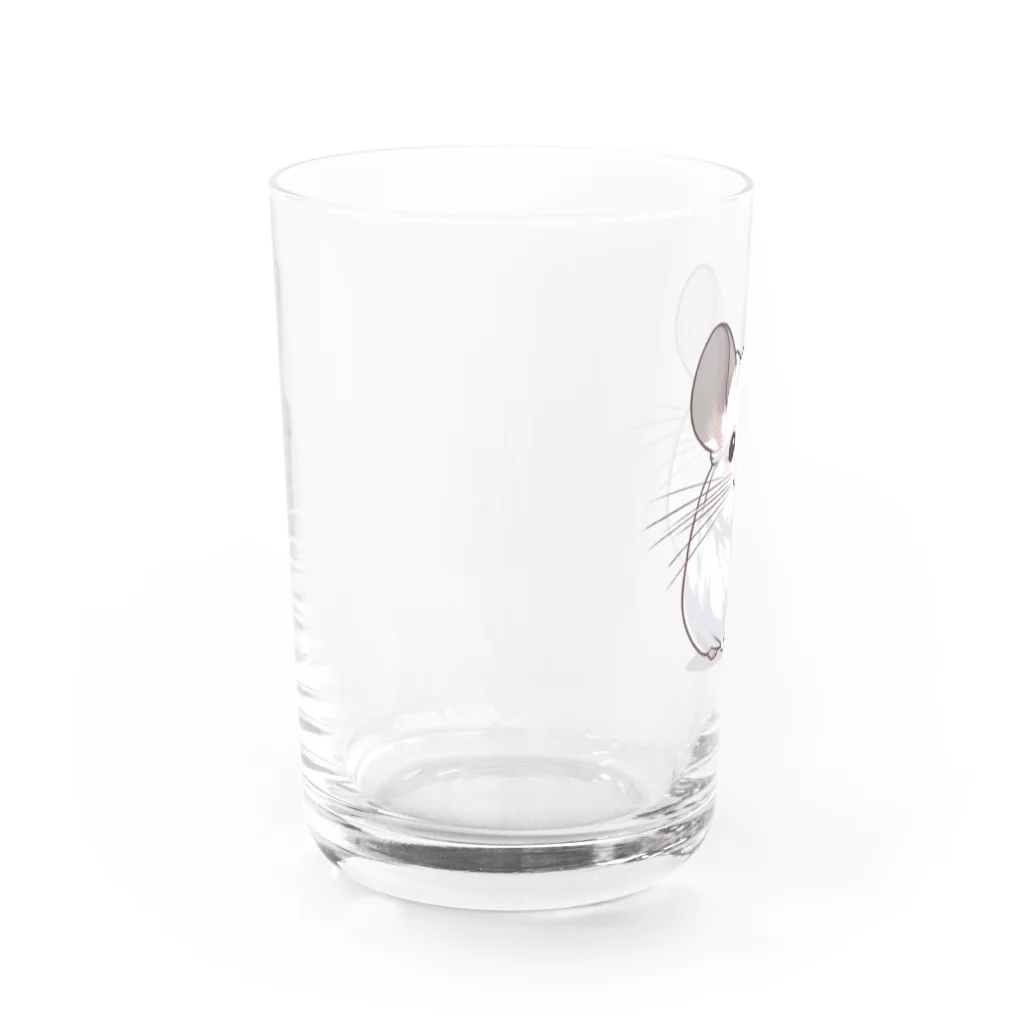 もふっとチンチラ🐭のチンチラ（ホワイト） Water Glass :left