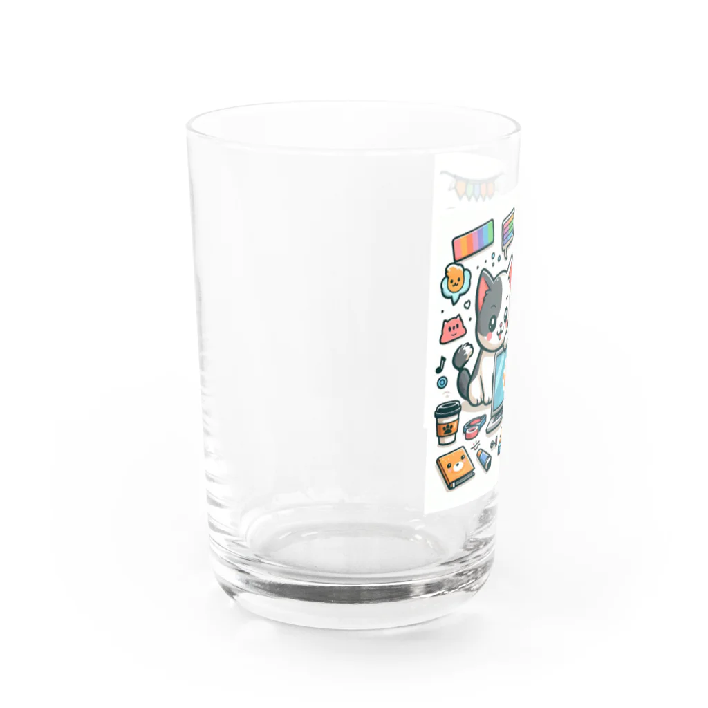 Iyashi_Nowの猫と犬のコラボ Water Glass :left