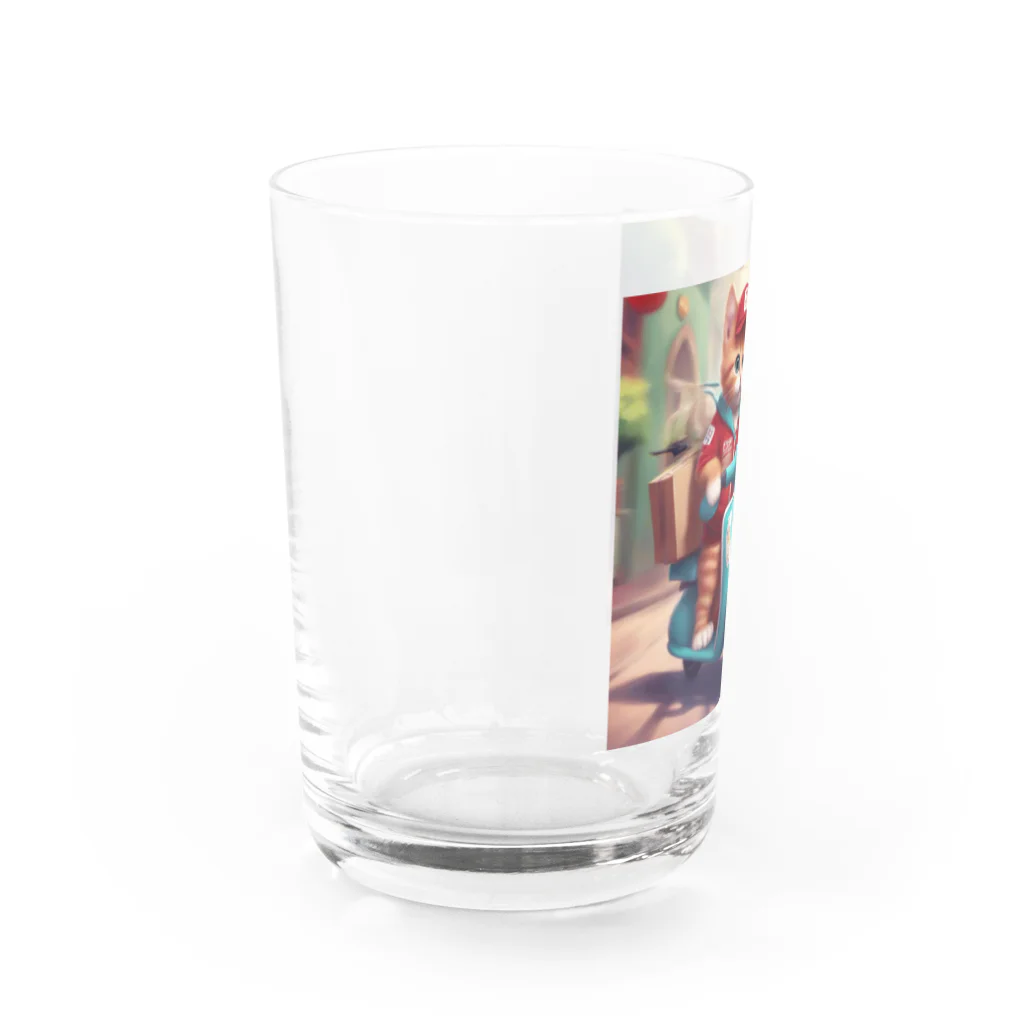 キャリーの子猫のピザ配達員 Water Glass :left