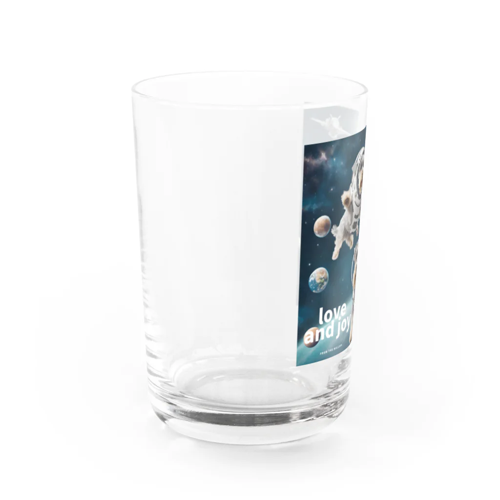 イヅミのお店の宇宙遊泳するミニチュアシュナウザー Water Glass :left