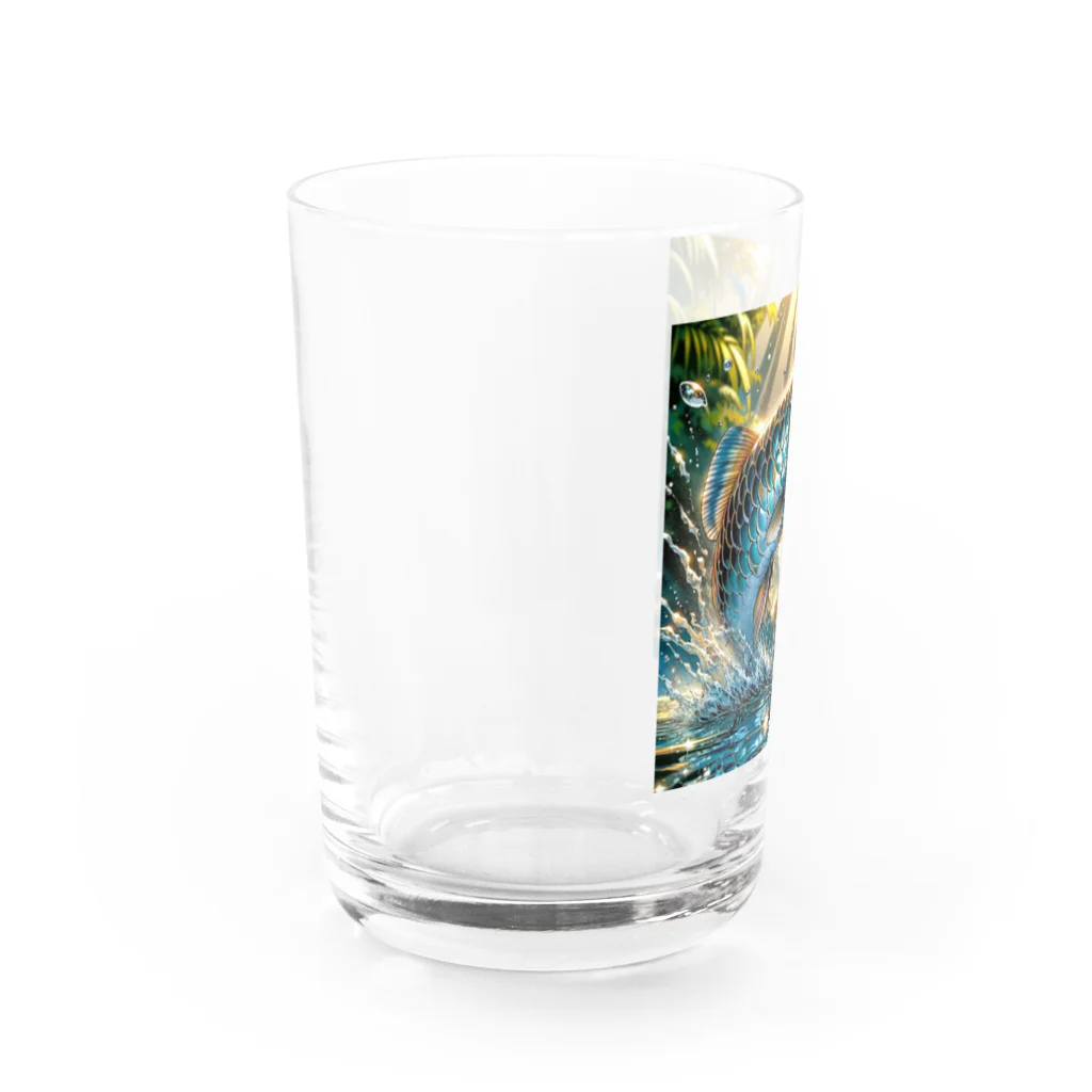 creatoonのアロワナのジャンプ Water Glass :left