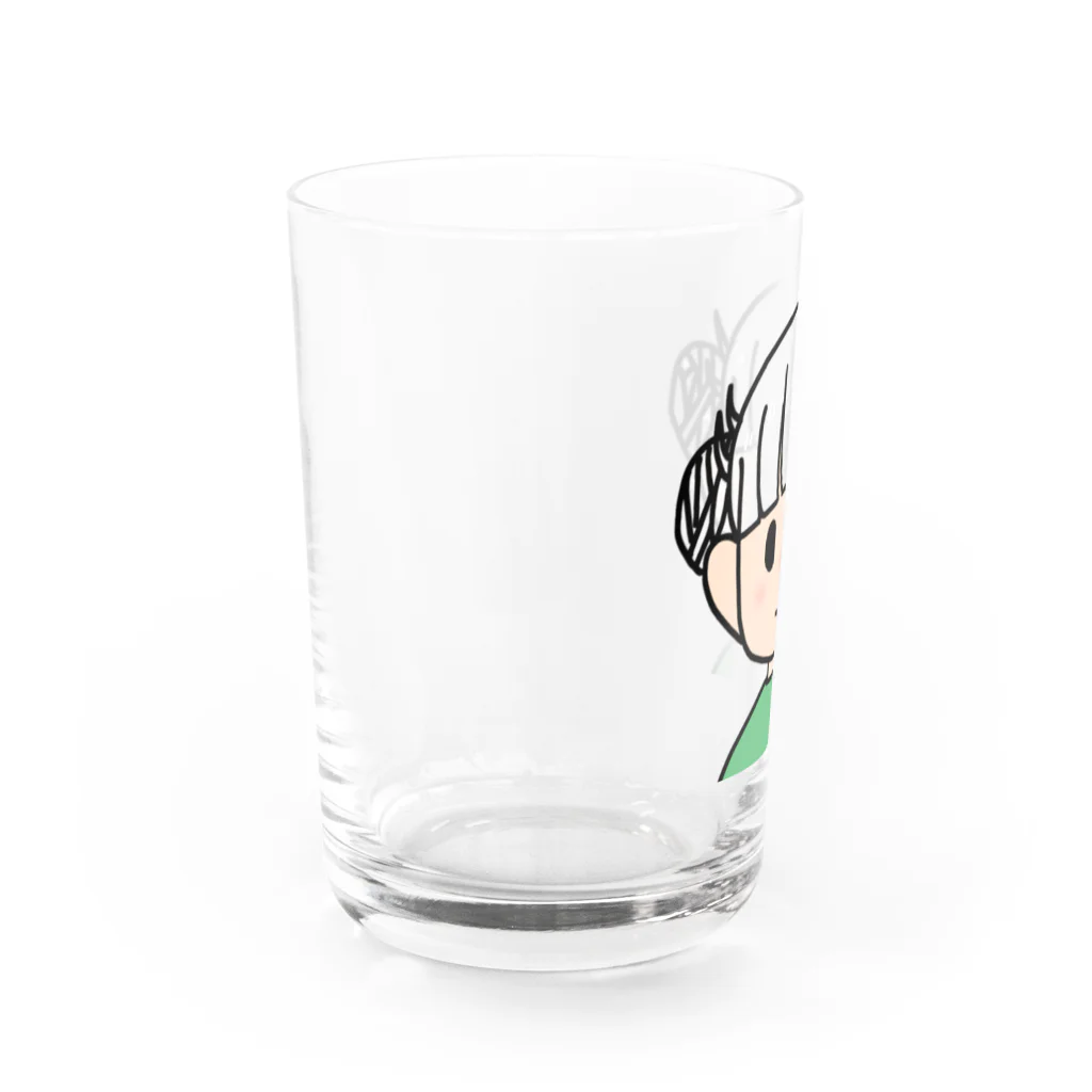 まめ大福の髪色自在な女の子（ツインお団子） Water Glass :left