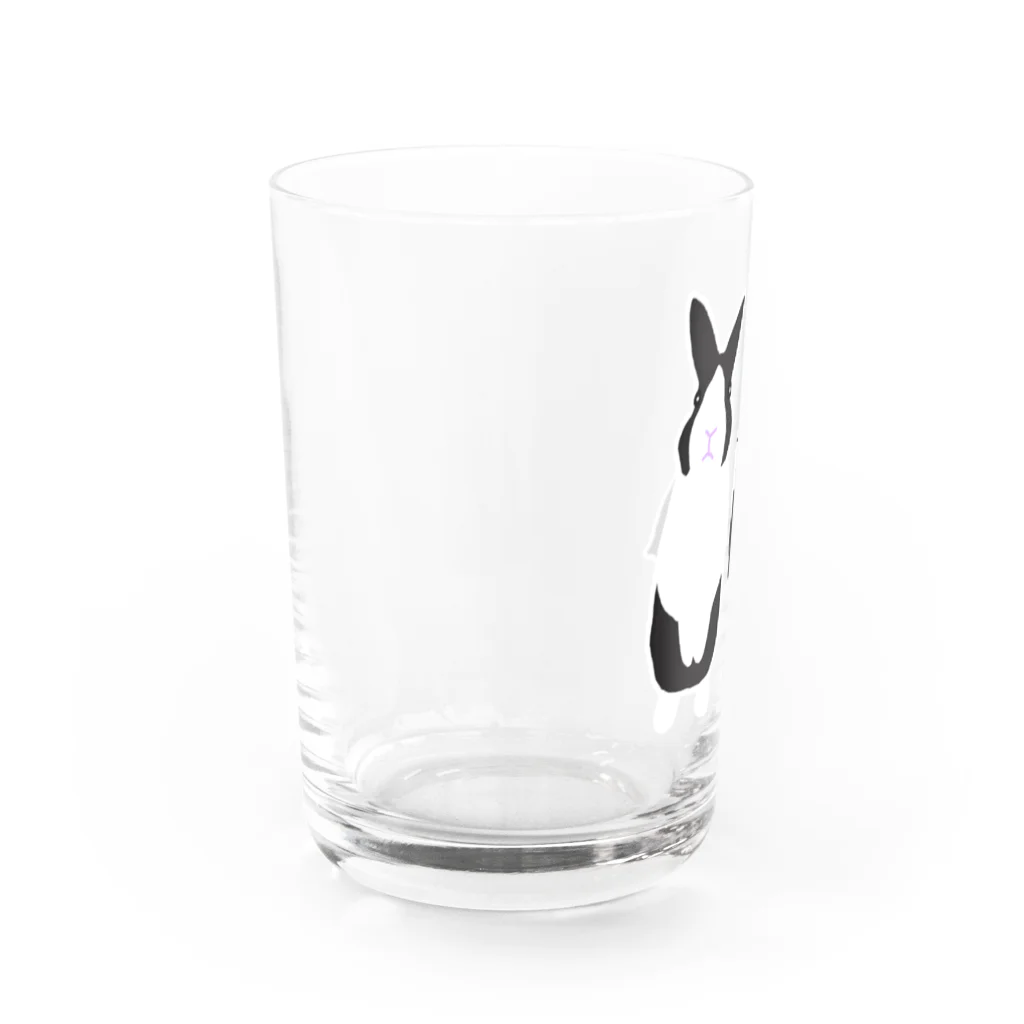 黒白部のダッチうさぎ(立)とオオバン Water Glass :left