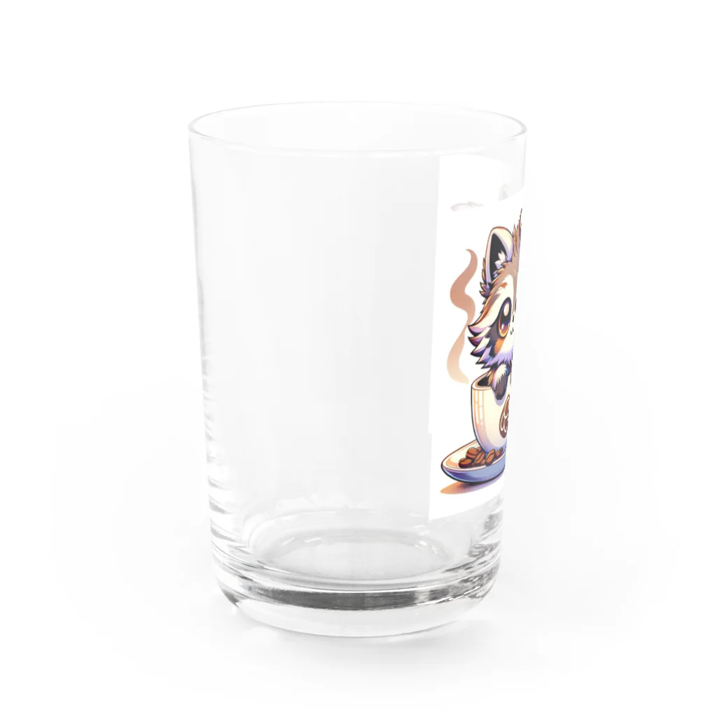 コウヘイのにゃんコーヒー タヌキ猫 Water Glass :left