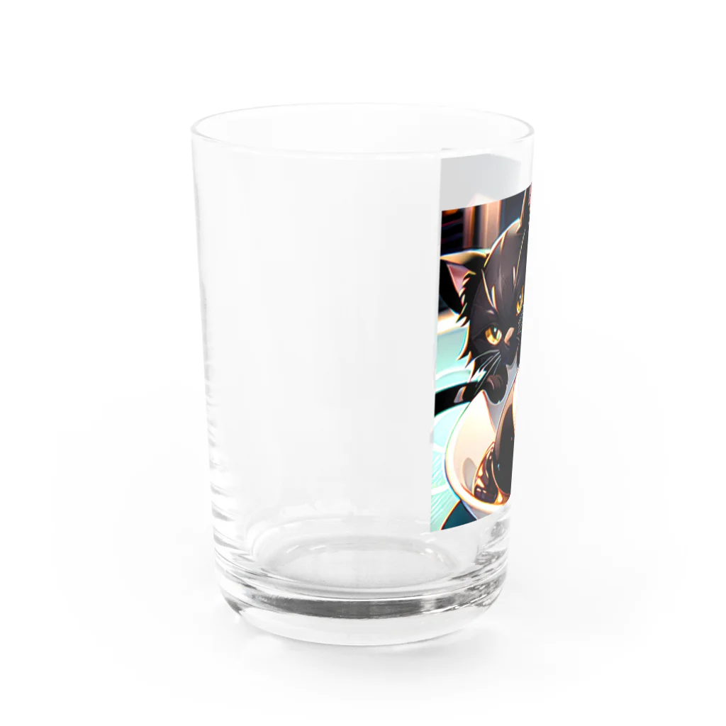 黒猫と珈琲のバレンタインに黒猫のチョコレートボムはいかが？ Water Glass :left