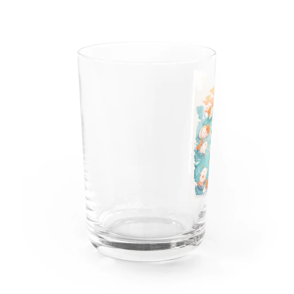 りんりんの可愛いシロクマちゃんショップ　かわいいよ！のシロクマちゃん楽しそうに泳いでいます Water Glass :left