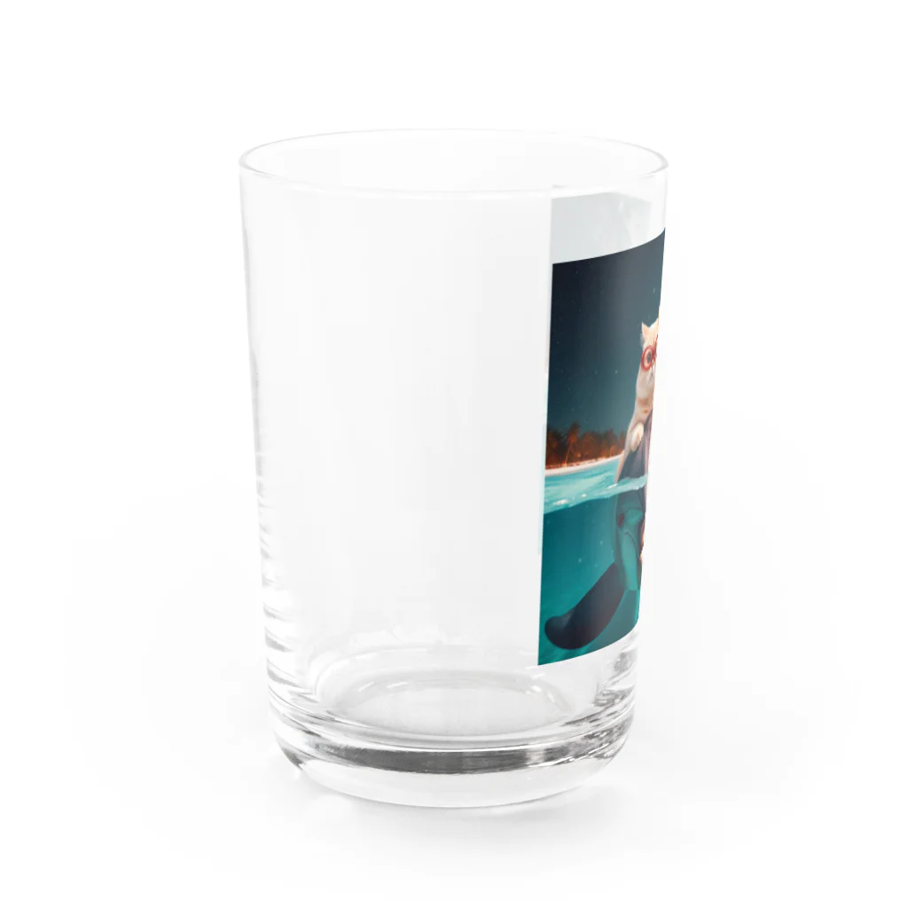 猫と紡ぐ物語のイルカと猫が海を共に泳ぐ異種間の絆が存在 Water Glass :left