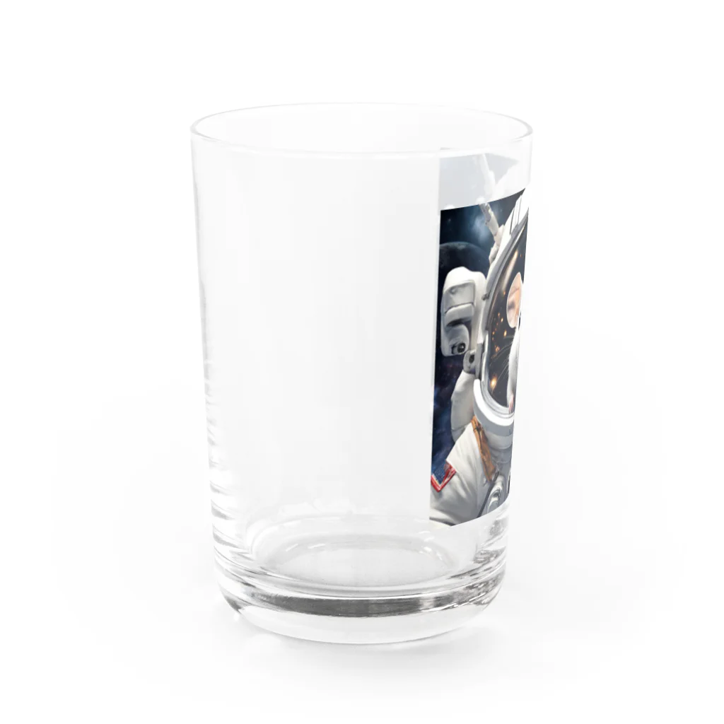 しろはむの宇宙旅行する白いハムスター Water Glass :left