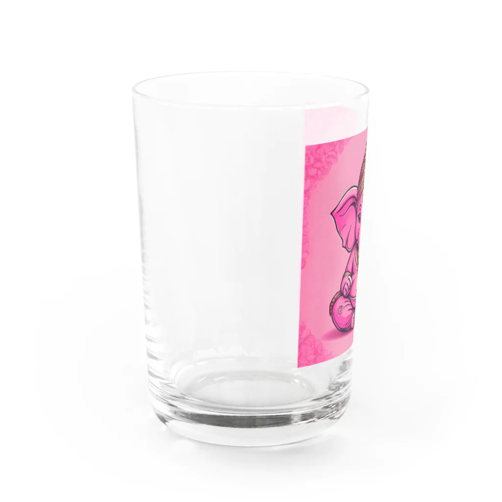 らっきーだよねのピンクガネーシャ　がねちゃん Water Glass :left