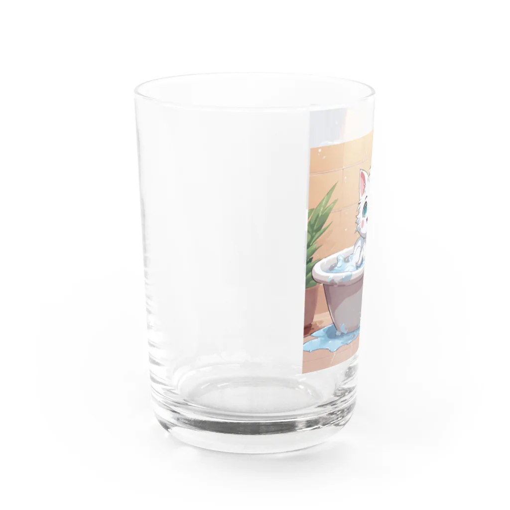 スウィート・アニマル・アートのお風呂大好きにゃんこ Water Glass :left