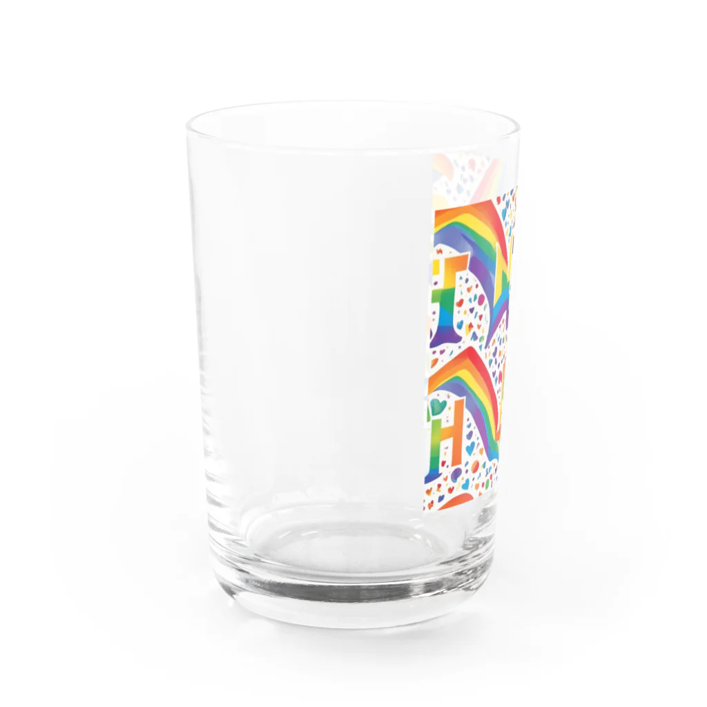 Happy　Rainbow　Flagのレインボーフラッグ Water Glass :left