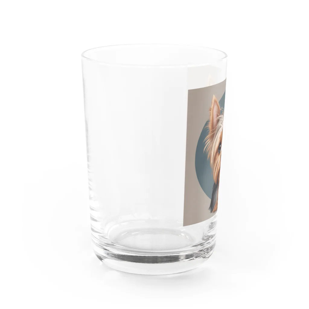 ウエディング♡カップルグッズの頭でっかちなかわいいヨークシャテリア Water Glass :left