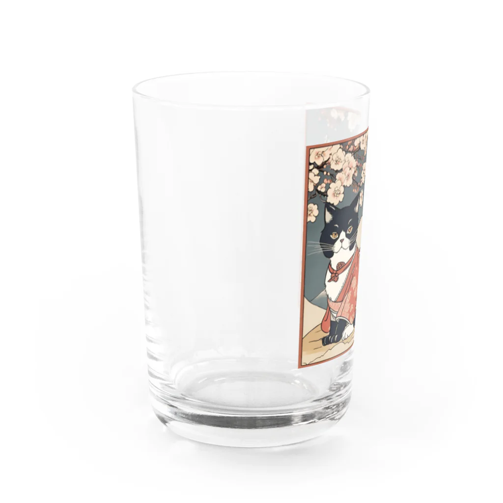 にゃんこグッズのにゃんこ浮世絵ニャン🎵 Water Glass :left