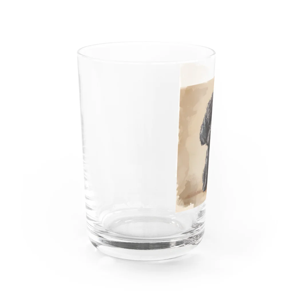 Dan-2024の可愛い黒のトイプードル Water Glass :left