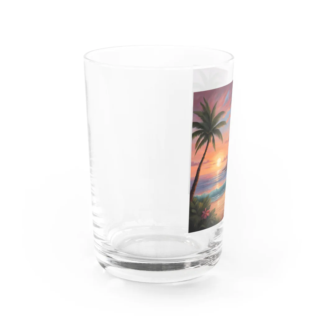 ロマンティックのハワイの夕陽 Water Glass :left