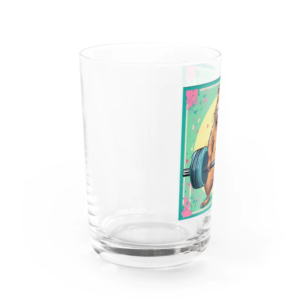 カピパーラ🐻のバーベルをしてるカピバラ♪ Water Glass :left