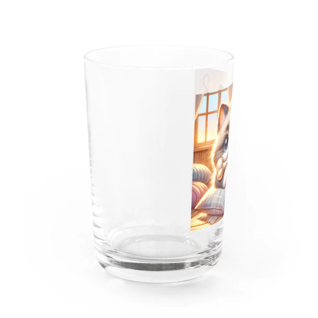 TomaTracksの骨をくわえた猫ちゃん Water Glass :left